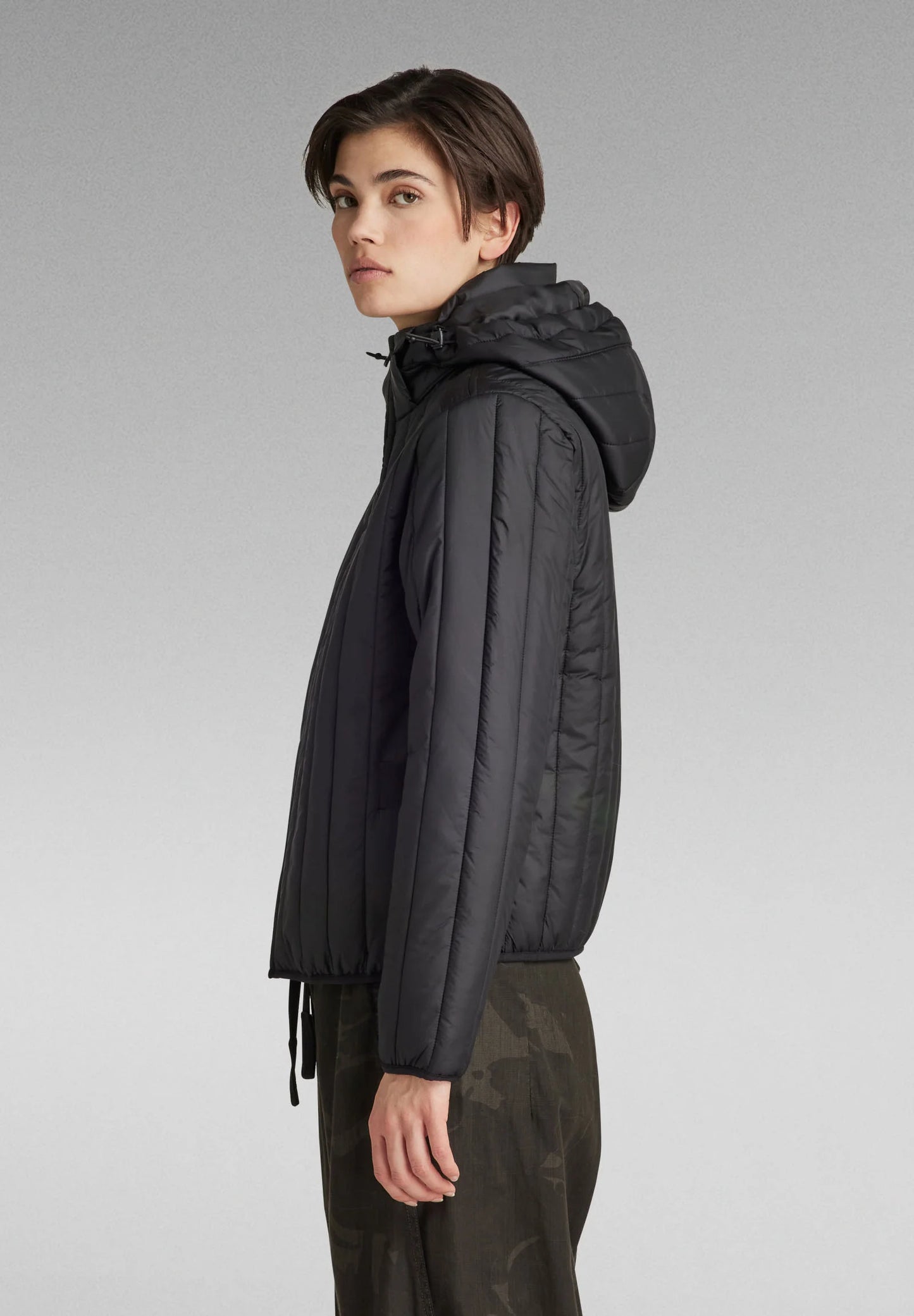 Meefic Vertical Quilted Jacket, Black Women