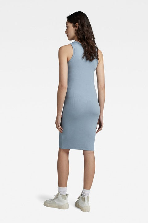Rib Tank Dress Slim Ash Blue Women