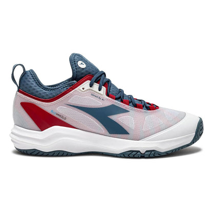 Red tennis shoes diadora on white background