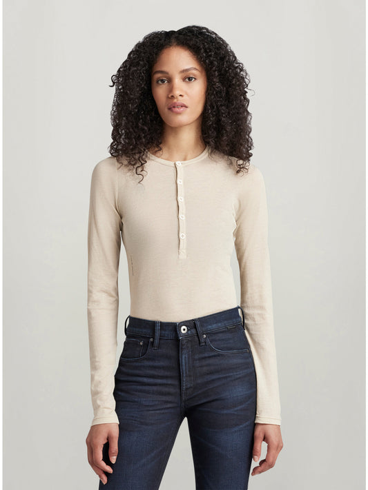 Дамска блуза-боди Henley Slim в бежово, G-Star RAW – снимка 1