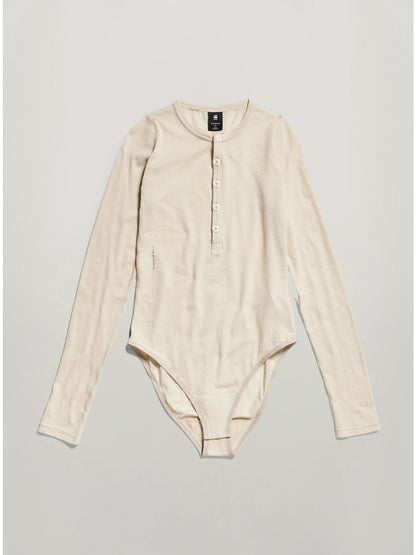 Дамска блуза-боди Henley Slim в бежово, G-Star RAW – снимка 3