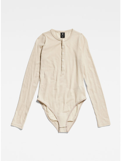 Дамска блуза-боди Henley Slim в бежово, G-Star RAW – снимка 5