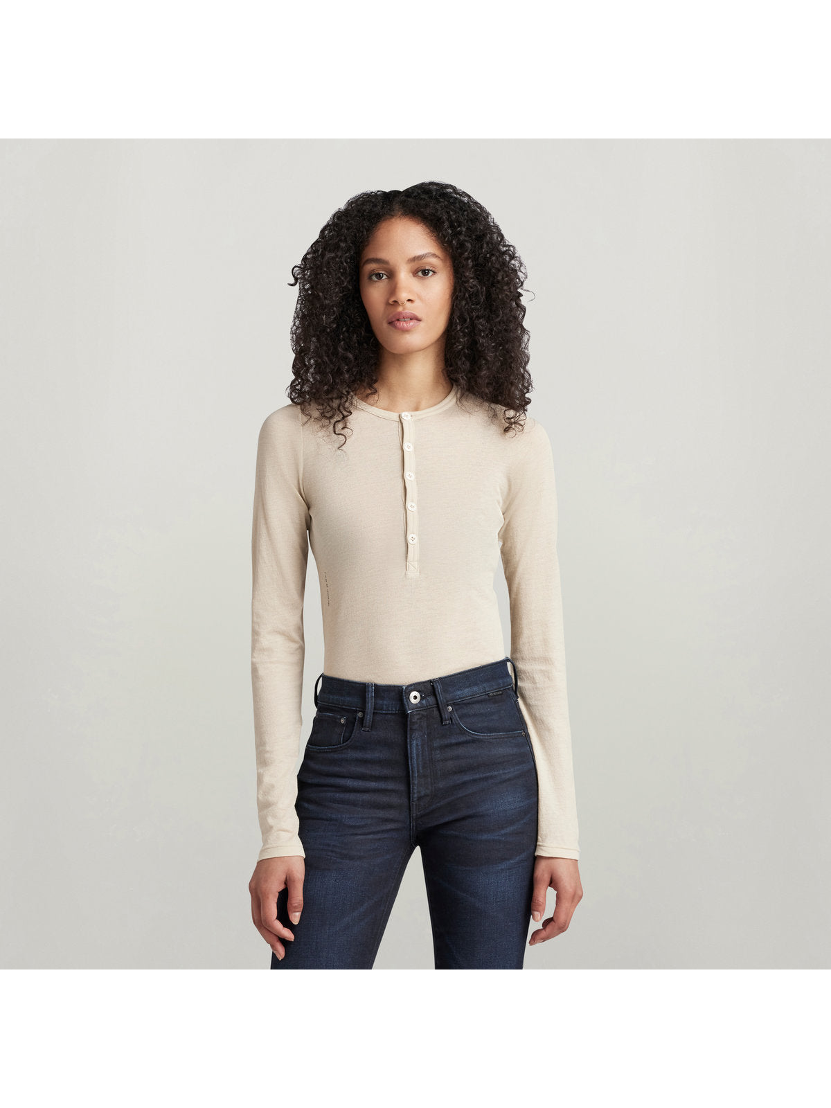 Дамска блуза-боди Henley Slim в бежово, G-Star RAW – снимка 4