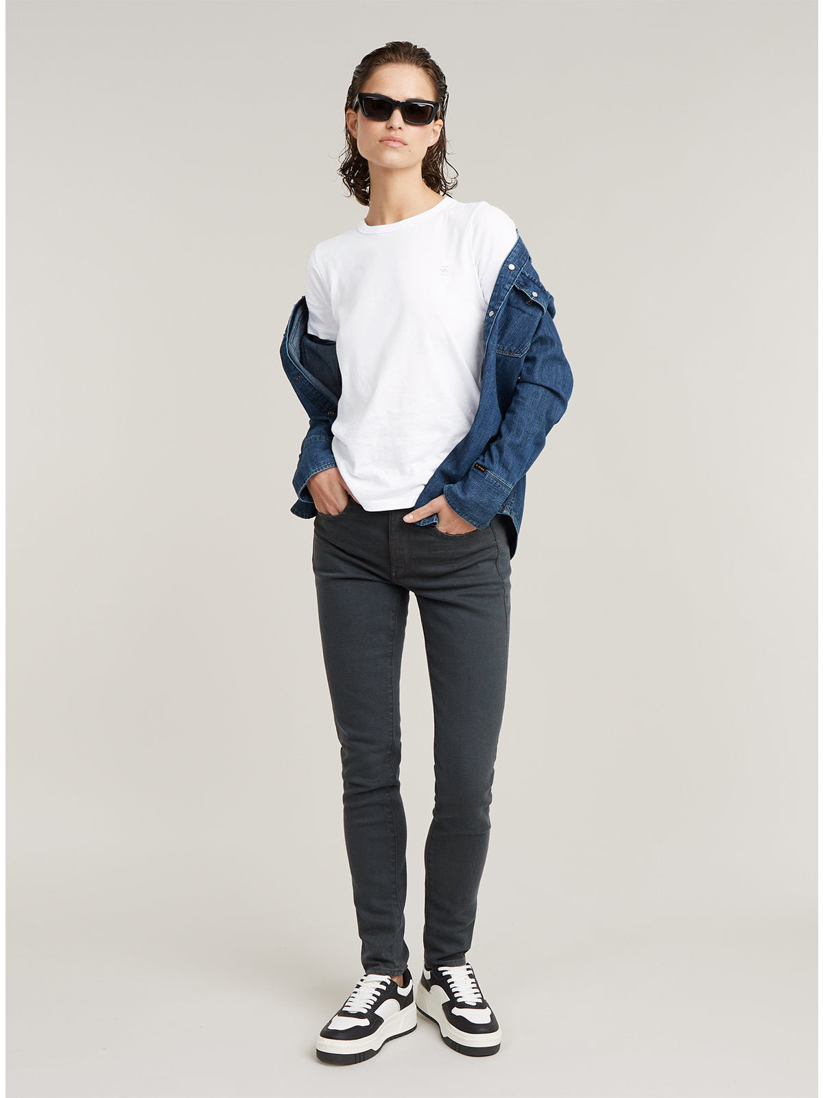 Дамски дънки Lhana High Super Skinny в сиво, G-Star RAW – снимка 5
