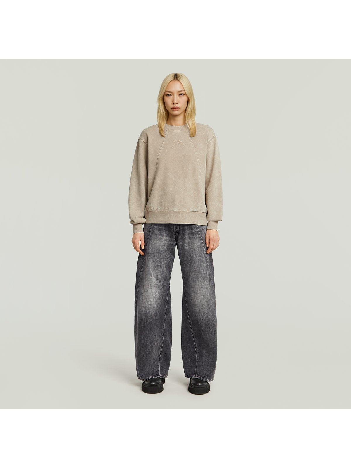 Дамски суитшърт Washed A Line Script в тухленочервено, G-Star RAW – снимка 6