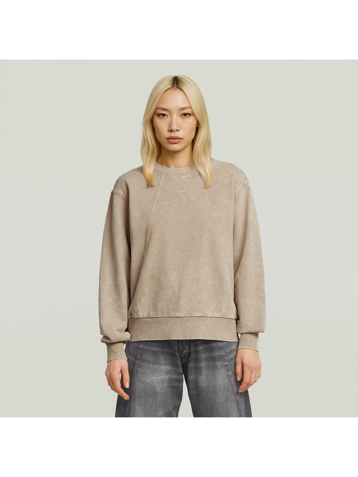 Дамски суитшърт Washed A Line Script в тухленочервено, G-Star RAW – снимка 2