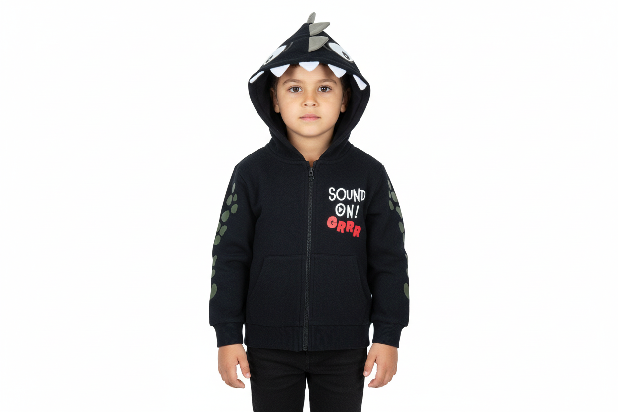 Худи Chicco с динозавърска качулка